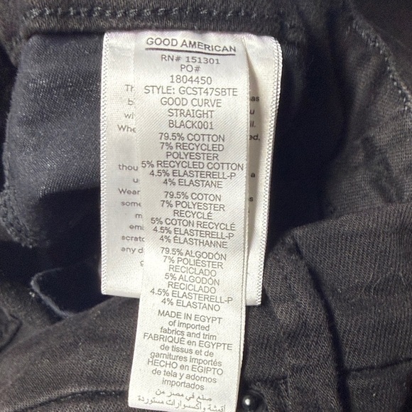Good American Women's Good Curve Straight Leg Black Jeans - Picture 3 of 12